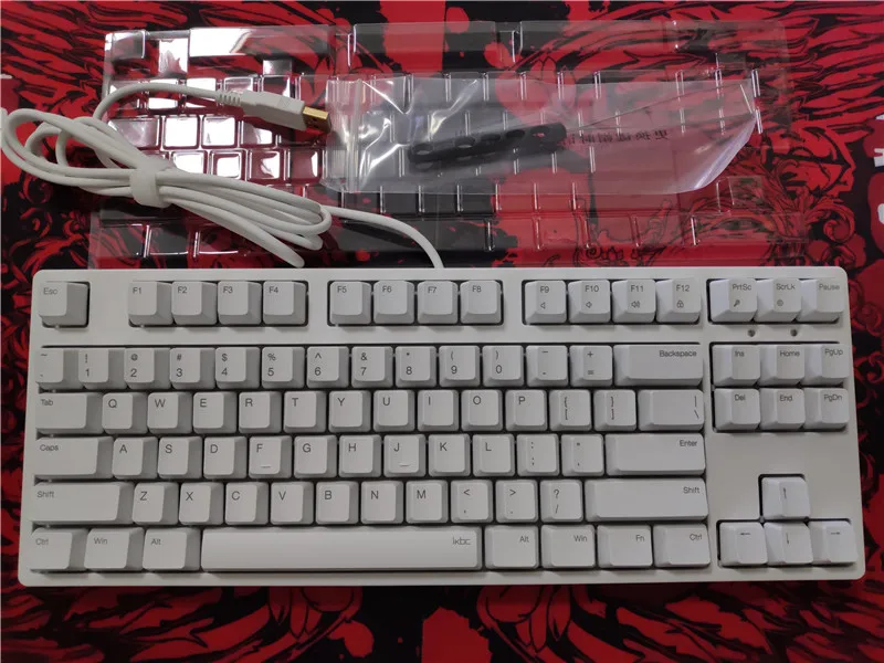 White keyboard IKBC C87 TKL механическая клавиатура cherry mx silent red tenkeyless C87 PBT keycap без подсветки игровая клавиатура - Цвет: White keyboard