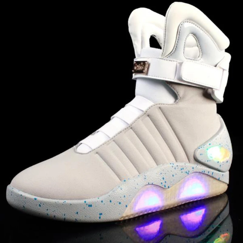 Новинка года; ботинки будущего Маскарадного костюма Marty McFly; кроссовки; Светодиодный светильник; светящаяся обувь для костюмированной вечеринки; подзаряжаемые подарки на день рождения