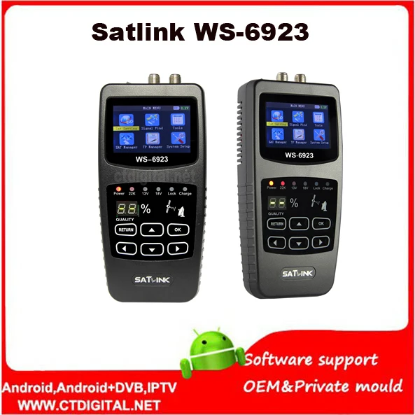 [Подлинный] Satlink 6923 DVB-S FTA C& KU Band цифровой спутниковый искатель метр WS6923 с 2,1 дюймовым ЖК-дисплеем Satlink WS-6923