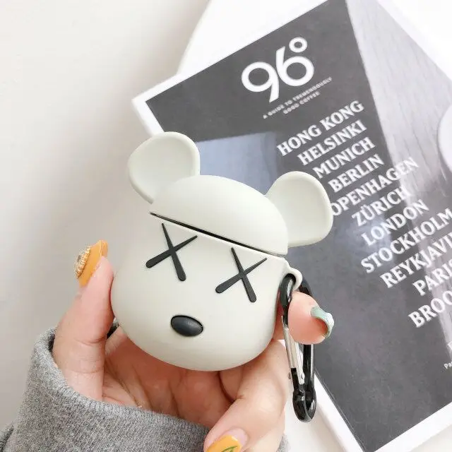 BearBrick мягкий ПВХ для Apple Bluetooth наушники Airpods 1 2 Универсальный защитный чехол - Цвет: white