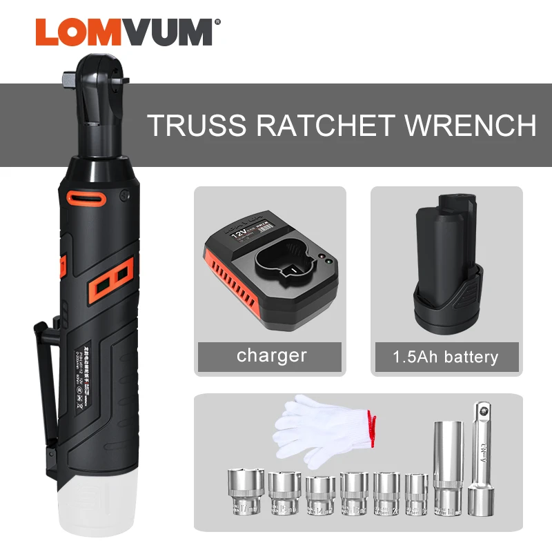 1 battery LOMVUM беспроводной Трещоточный ключ Электрический гаечный ключ перезаряжаемый 60нм крутящий момент светодиодный светильник Инструменты для ремонта - Цвет: 1 battery
