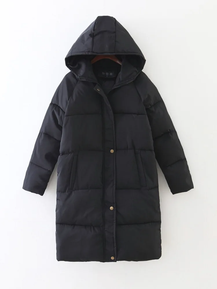 Suvance зимнее повседневное лоскутное пальто с капюшоном черного и серого цвета