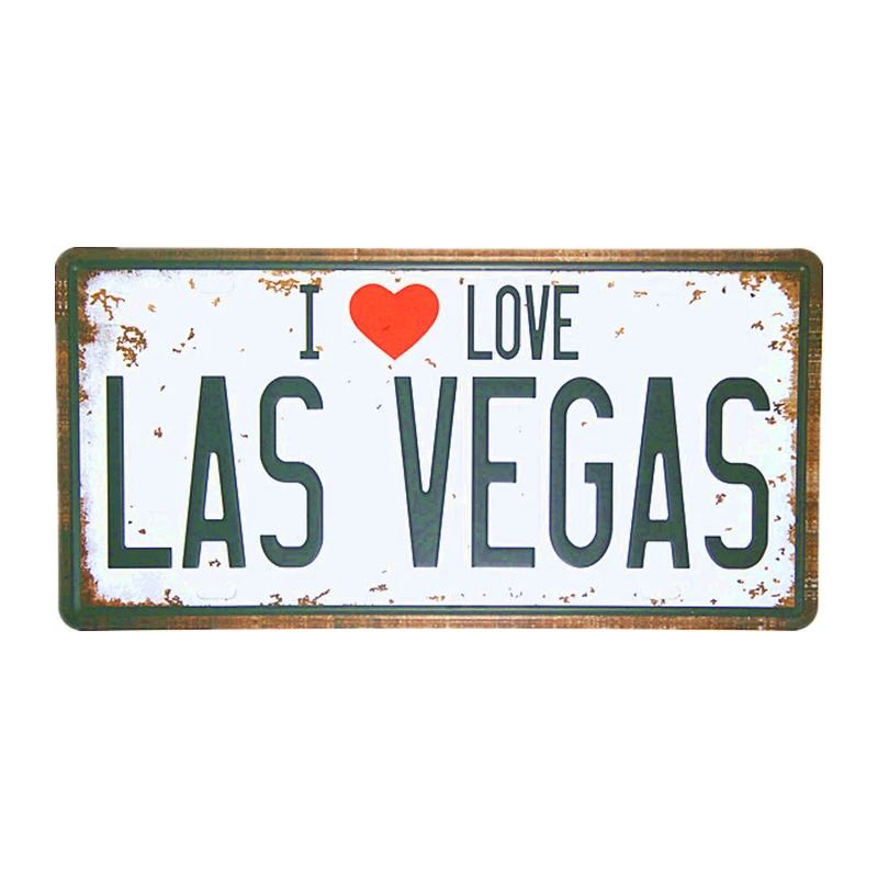 Автомобильный номерной знак I love USA Las Vegas пивной Амстердам металлический жестяной