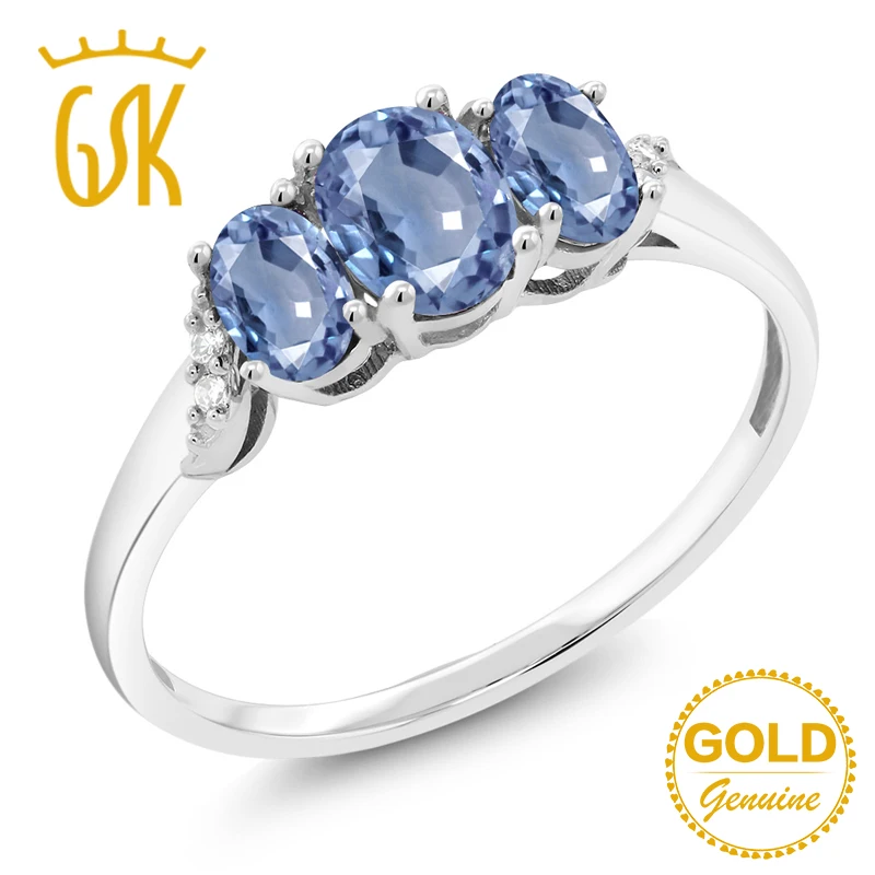 GemStoneKing 1 12 Ct натуральный голубой сапфир 3 драгоценный камень кольцо с акцентом