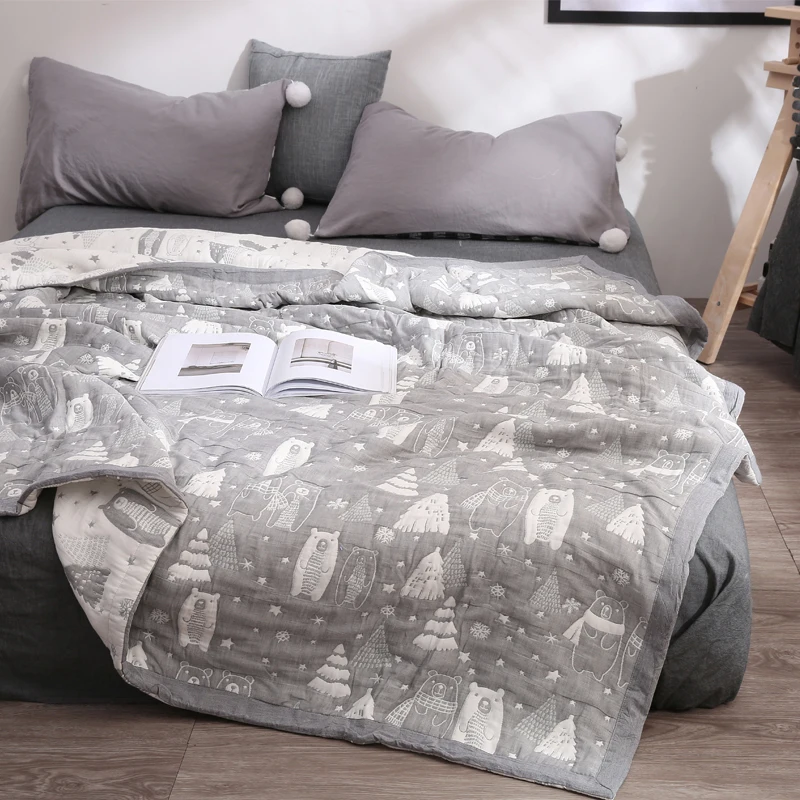 Мультфильм медведь летом одеяло с наполнителем из чистого хлопка жаккардовые