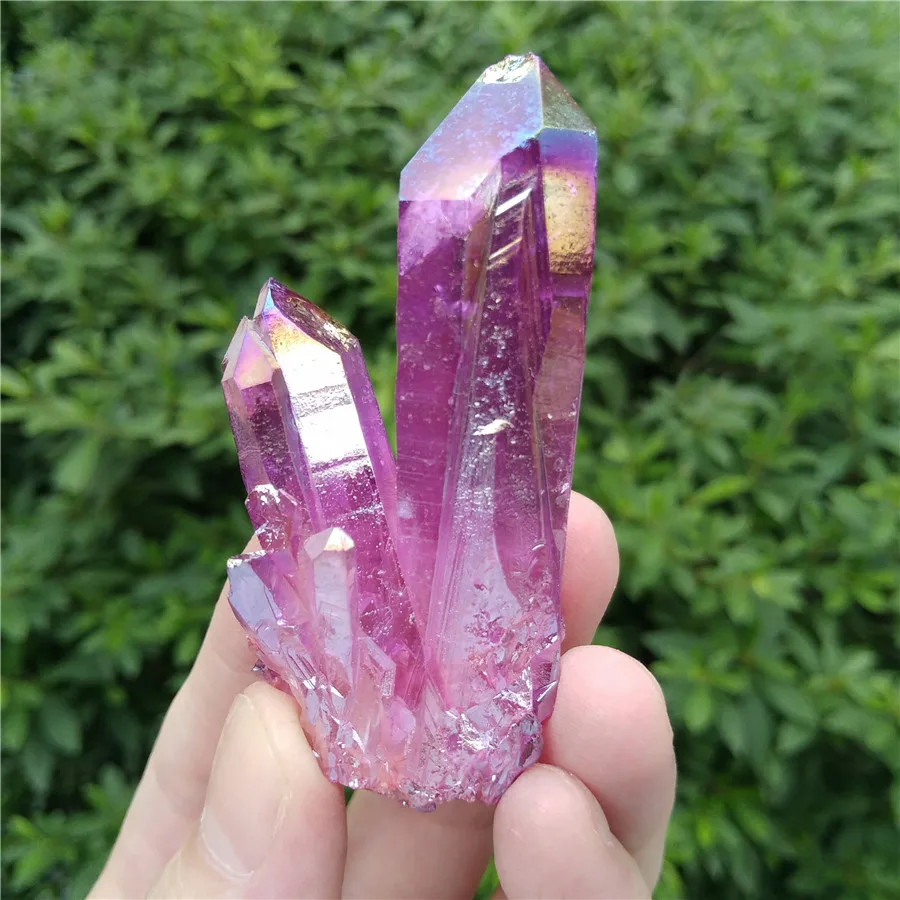 Rainbow Aura Crystal Cluster Purple Red Yellow Quartz Titanium Crystal-Reiki Healing and Terrariums Gift Home Decor | Дом и сад