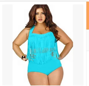 2019 Новые Высокой Талией большого размера толстый бикини с кисточками