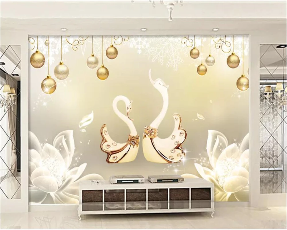 Пользовательские фрески 3d обои Лебедь Лотос Европейский узор ювелирные изделия