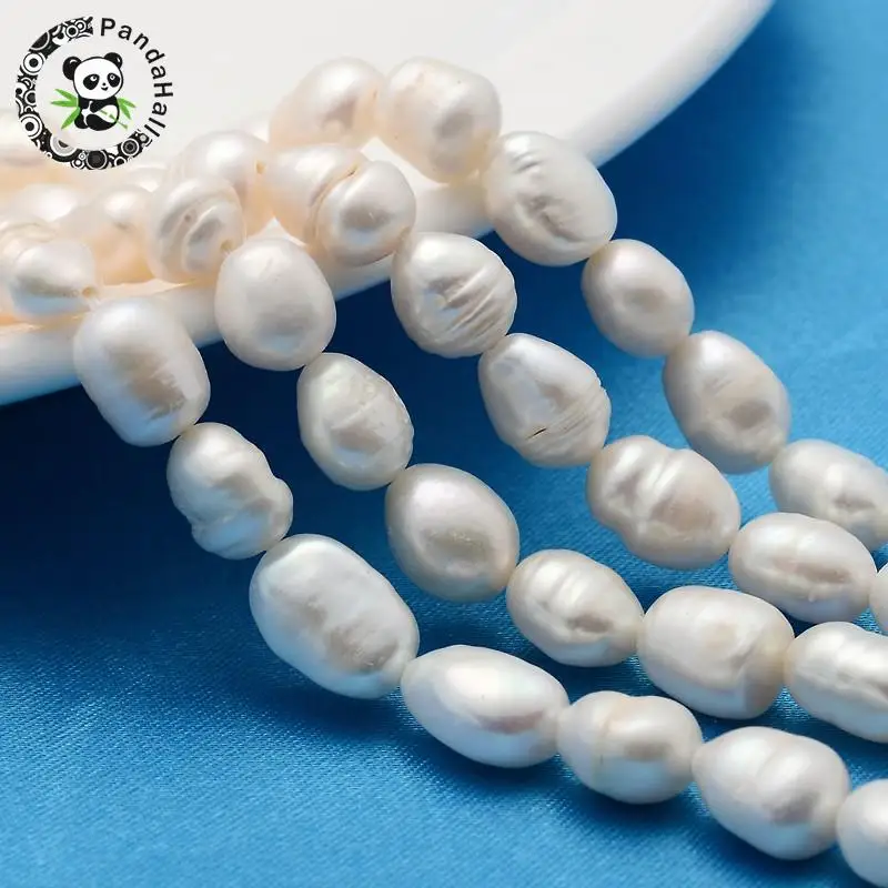 

Irregular Rice shape Beige Freshwater Pearl Beads, Grade A ,7~8mm, Hole: 0.8mm; about 40pcs, 14.1"