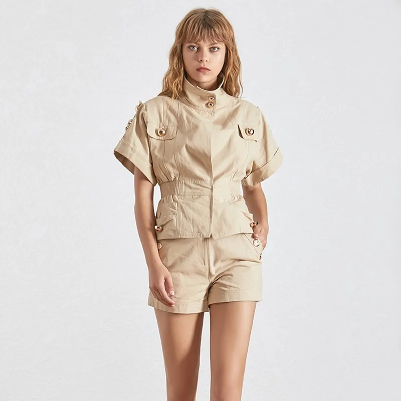 TWOTWINSTYLE однотонный летний комплект из двух предметов для женщин водолазка с