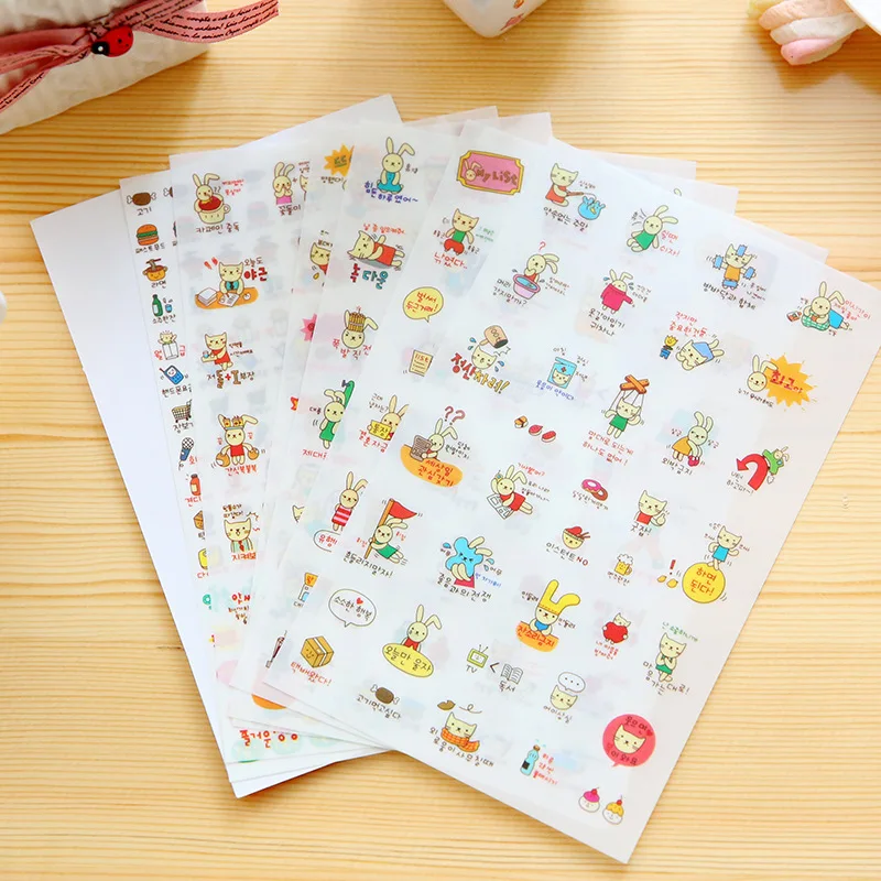 6 шт. корейские Канцтовары Мультяшные кошки кролик Экспрессия DIY Фотоальбом