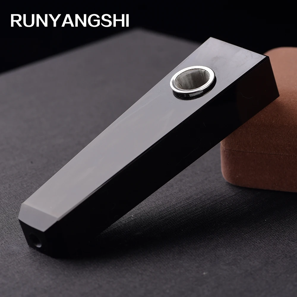 Хрустальная курительная трубка Runyangshi черное ситечко кварцевый камень 1 шт.