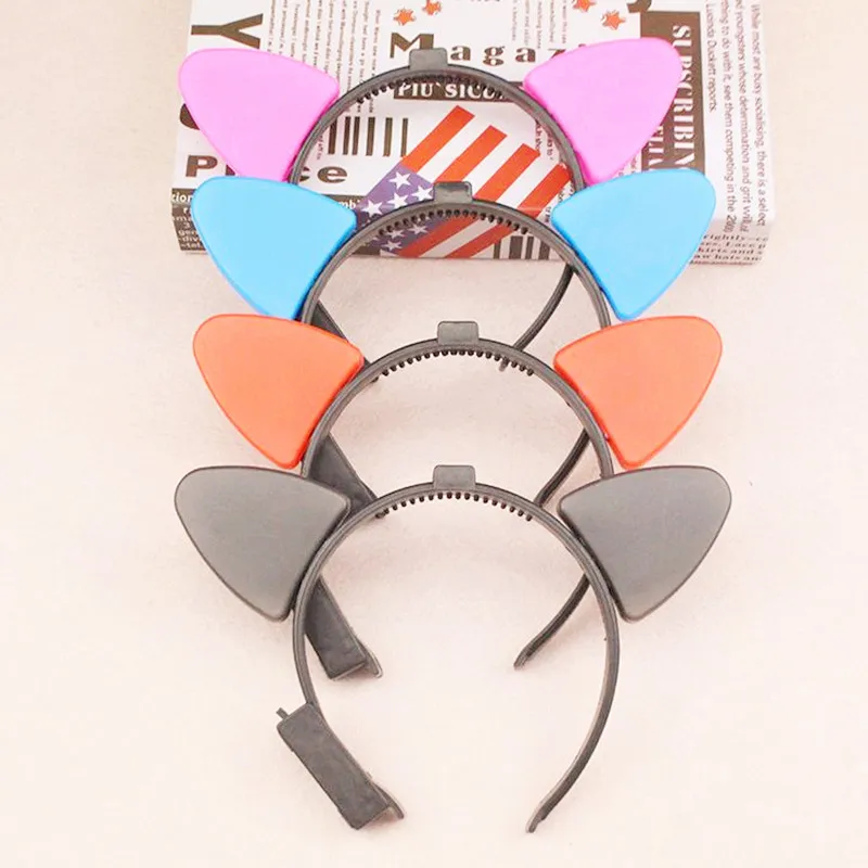 10 шт./лот Женская шикарная повязка на голову со светящимися кошачьими ушками день