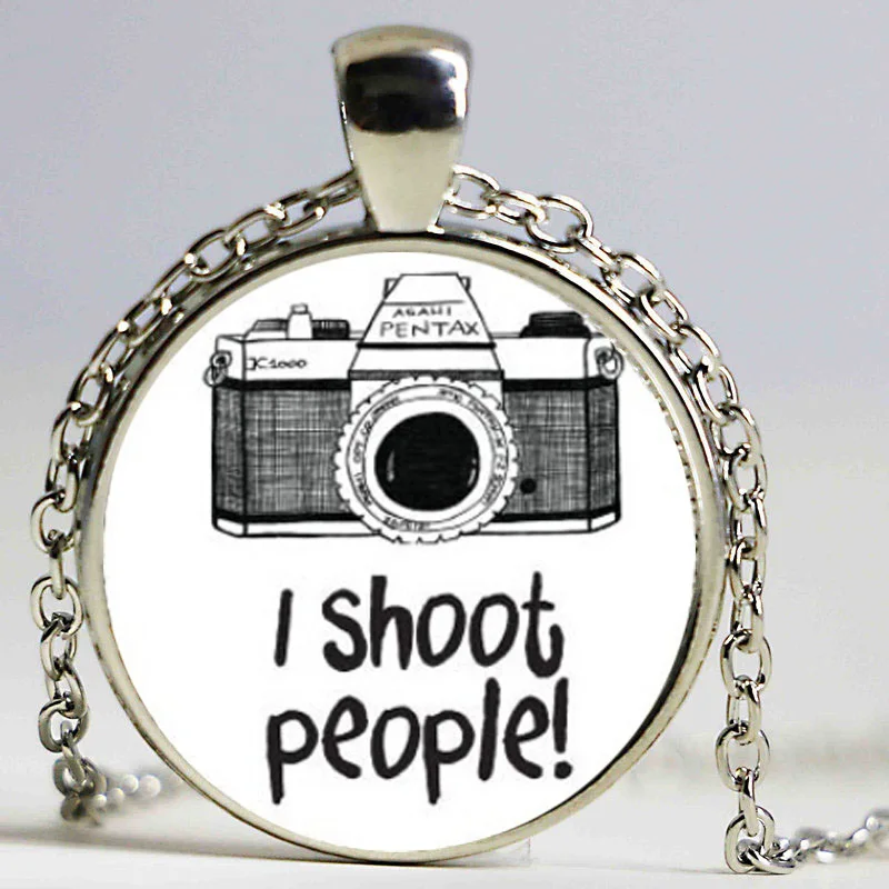 Бесплатная доставка Я стрелять в людей Камера фотографии черно белое колье
