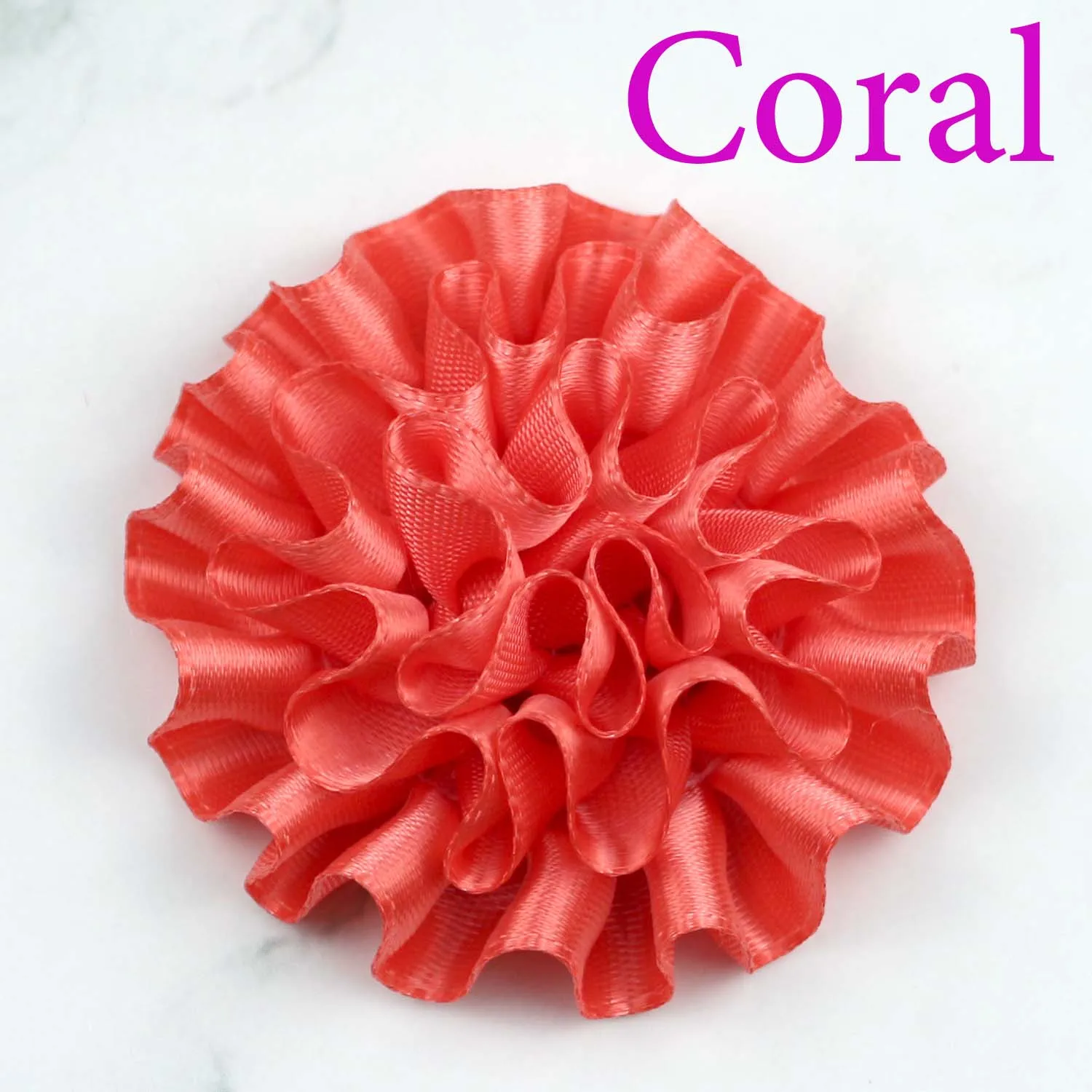 coral 10-100 шт " атласная лента цветы пиона Аппликации/ремесло/Свадебные украшения DIY для пошива швейных изделий принадлежности DIY повязка на голову 5x5 см - Цвет: coral