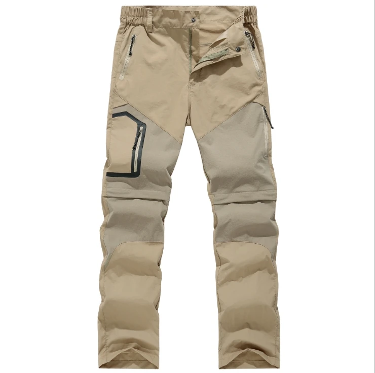 New summer and fall outdoor men's quick dry pants removable shorts waterproof breathable uv resistant cycling fishing pants - Цвет: Хаки
