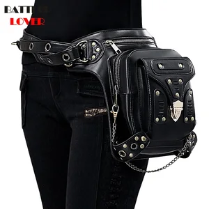 Поясная Сумка для женщин с карманами, женская сумочка в стиле панк для езды на ногах, Высококачественная натуральная кожа, дорожная сумка для пеших прогулок