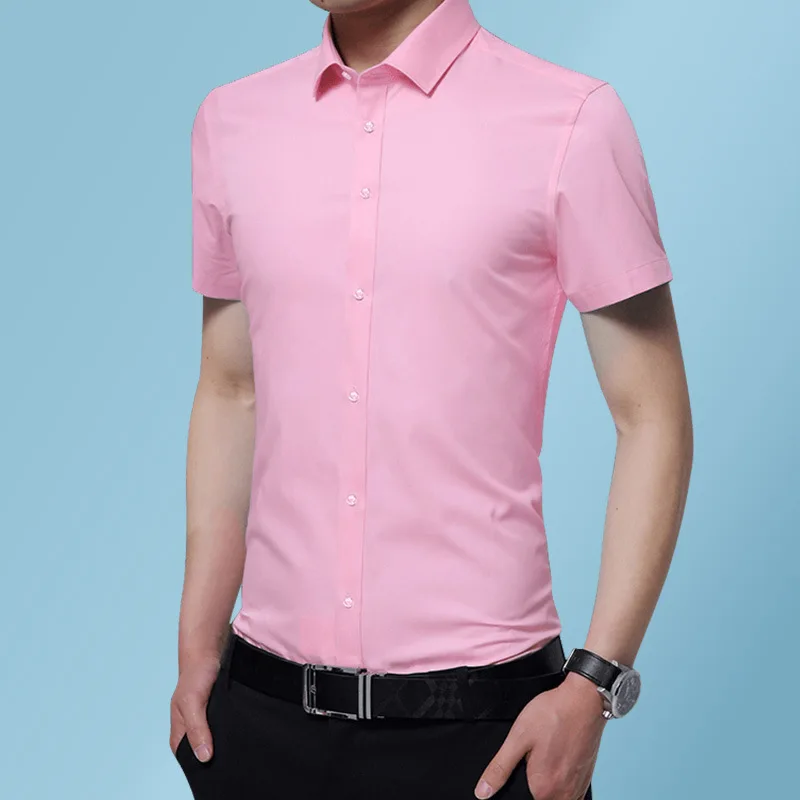 Качественные однотонные Цвет Мужская Повседневная рубашка Slim Fit Новая мода с