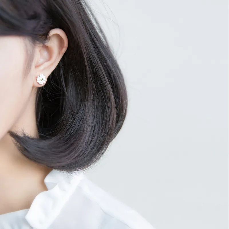 PONYKISS Romantic 100% 925 Sterling Silver Sweet Daisy Stud Earrings Women Fine Jewelry Accessory Birthday Party Gift | Украшения и