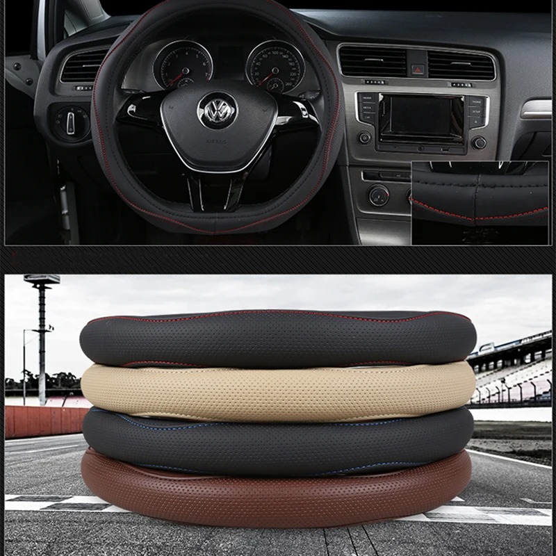 

D series Micro Fiber Leather Car Steering Wheels Covers 38CM/15'' Steering Wheel Hubs Car Styling,For VW GOLF 7 2015 POLO JATTA