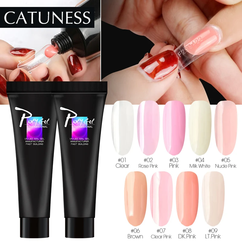 Полигель CATUNESS для быстрого наращивания ногтей прозрачный гель УФ лампы
