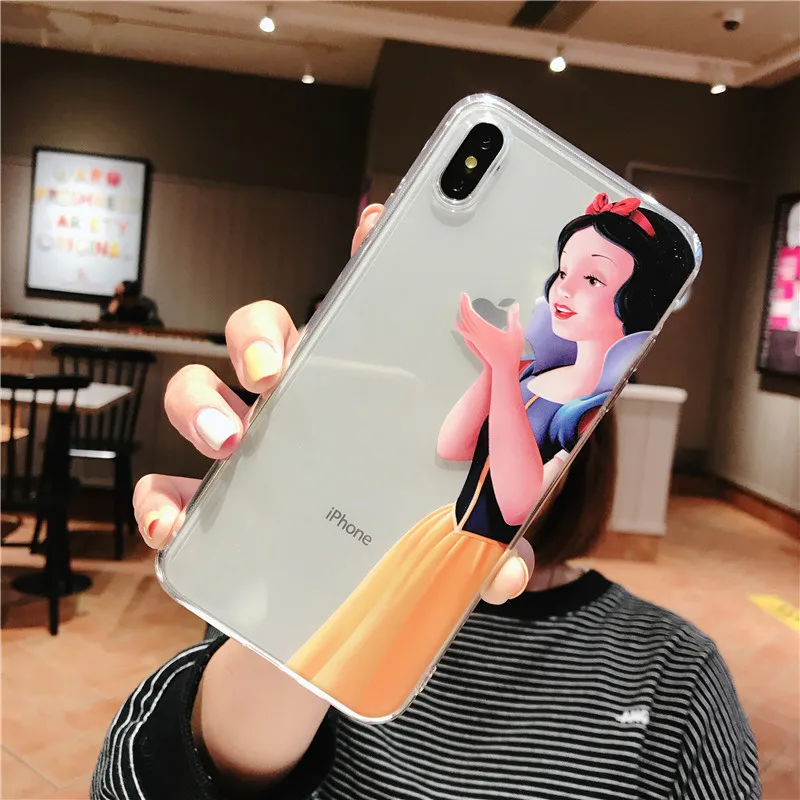 Cute Cartoon Snow White Case For iphone X XS MAX XR 7 6 6S 8 Plus Soft Silicon Clear Phone Funny Cat Tom Cover |