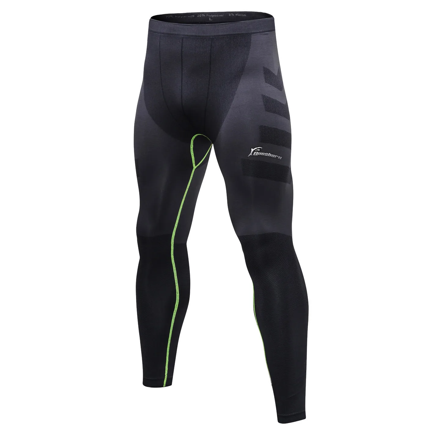 Black Green Queshark мужские компрессионные колготки для бодибилдинга Фитнес Тренировочные Шорты Термобелье леггинсы для бега эластичные тренировочные штаны - Цвет: Black Green