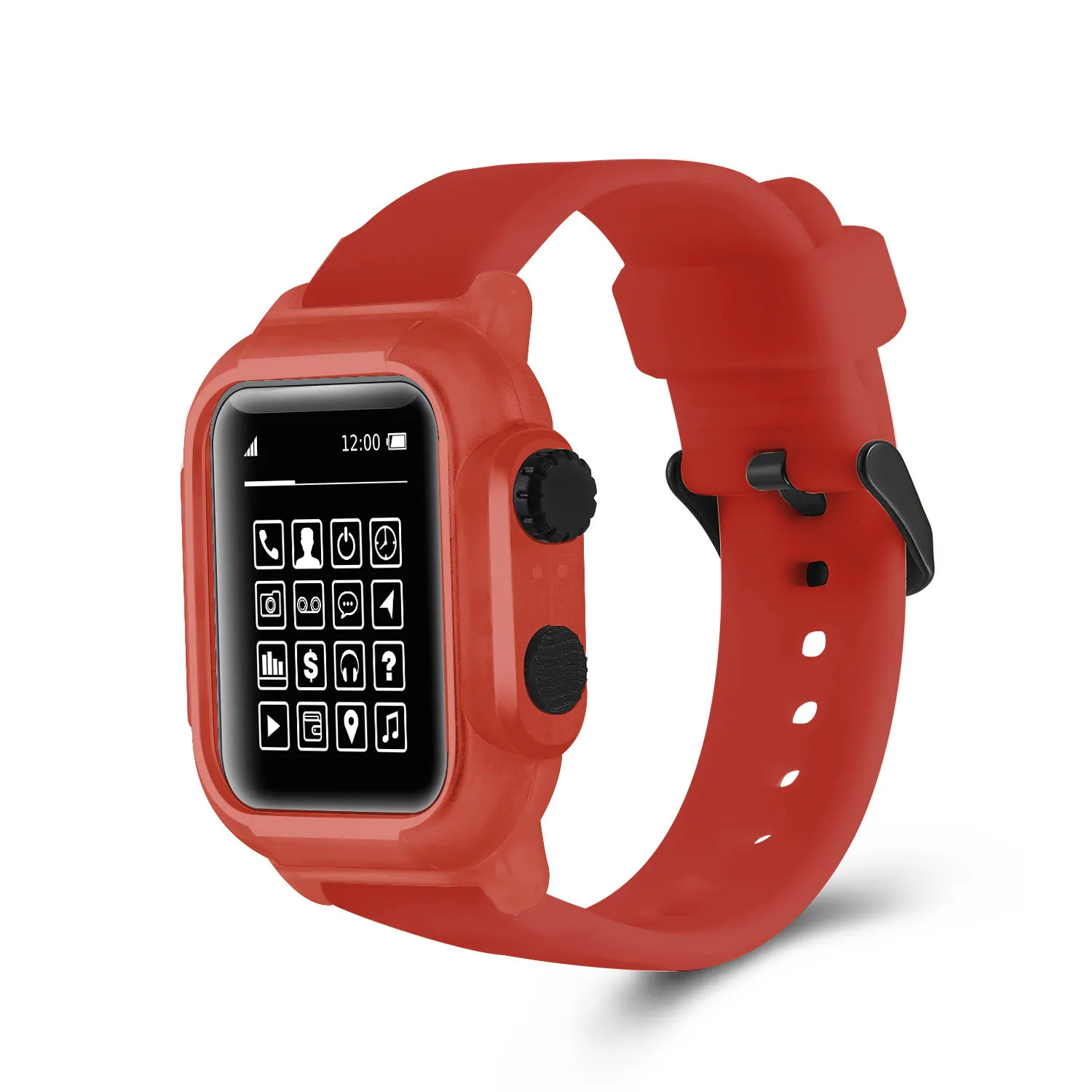 Красный Спортивный ремешок для Apple Watch, ремешок, водонепроницаемый чехол, 44 мм, 42 мм, iWatch Series 5, 4, 3, 2, силиконовые браслеты, браслет, защитная крышка - Цвет ремешка: Красный