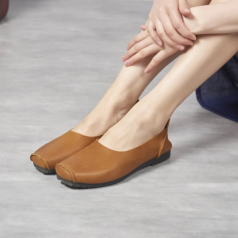 Новинка 2019 года сезон весна осень однотонная обувь из натуральной кожи с круглым