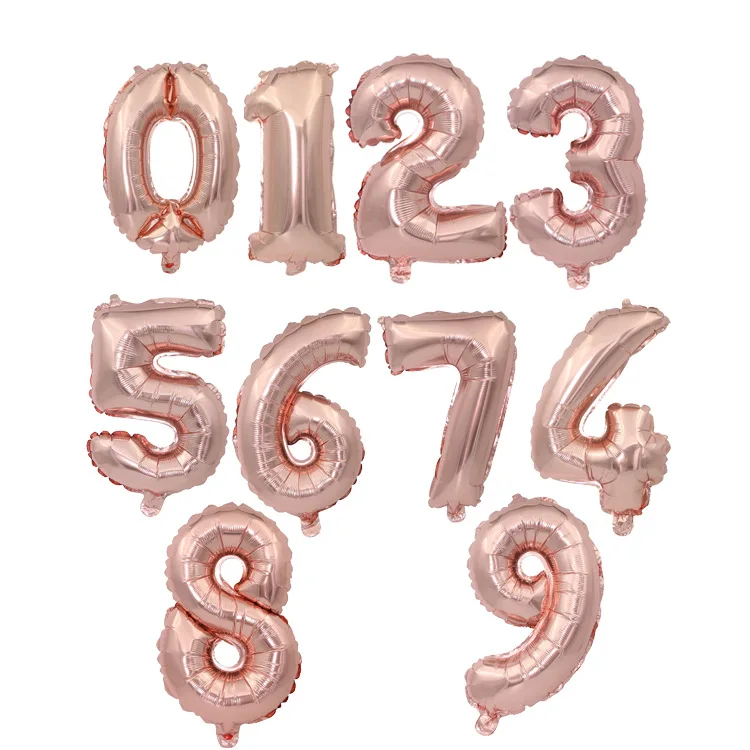 

32inch Rose gold Number Foil Balloons Digit air Ballons Happy Birthday Wedding Decoration Letter balloon Event Party Supplies