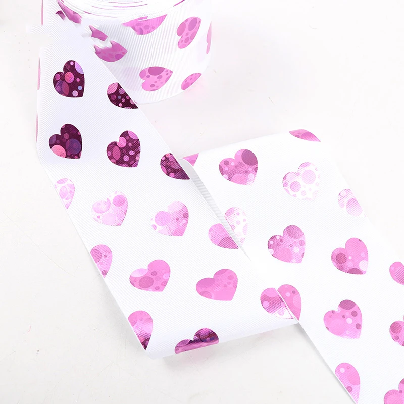 DIY Handmade Ribbons 2Yards White Love Hearts 75mm Wide Wedding Craft Printed Grosgrain Ribbon Party Decor Accessories | Дом и сад