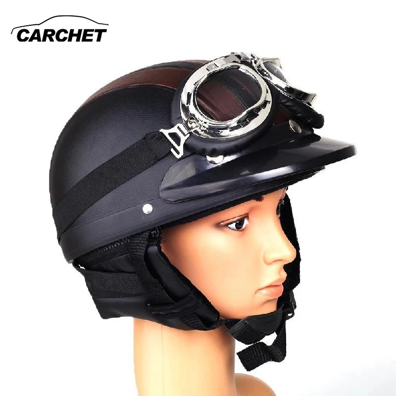 CARCHET Ретро мотоциклетный шлем с открытым лицом съемные шлемы козырьком очки