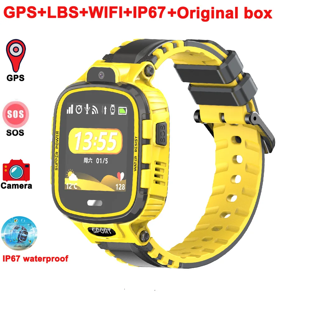 yellow TD26 gps Детские умные часы IP67 Водонепроницаемый SOS трекер анти-потеря умные часы Детские 2G gps Wifi расположение детские часы PK Q50 Q90 - Цвет: yellow