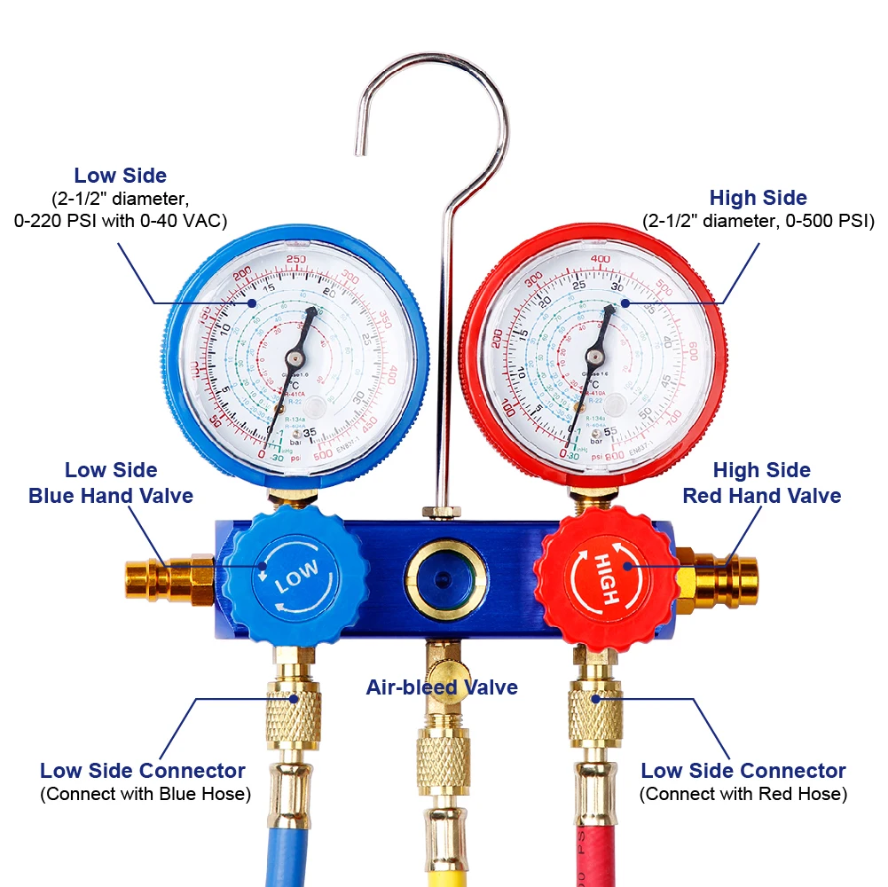 CarBole манометр коллектора хладагента брандспойт 5ft R134a R12 R22 R502 вентиляции и