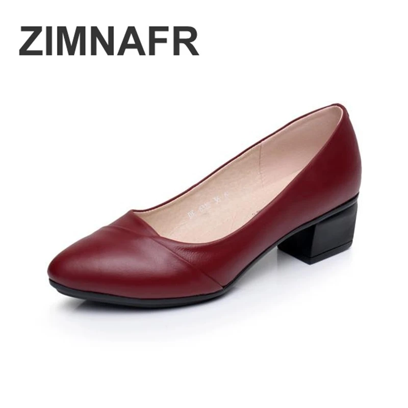 ZIMNAFR/Новые брендовые туфли-лодочки Женская обувь офисная из натуральной кожи на