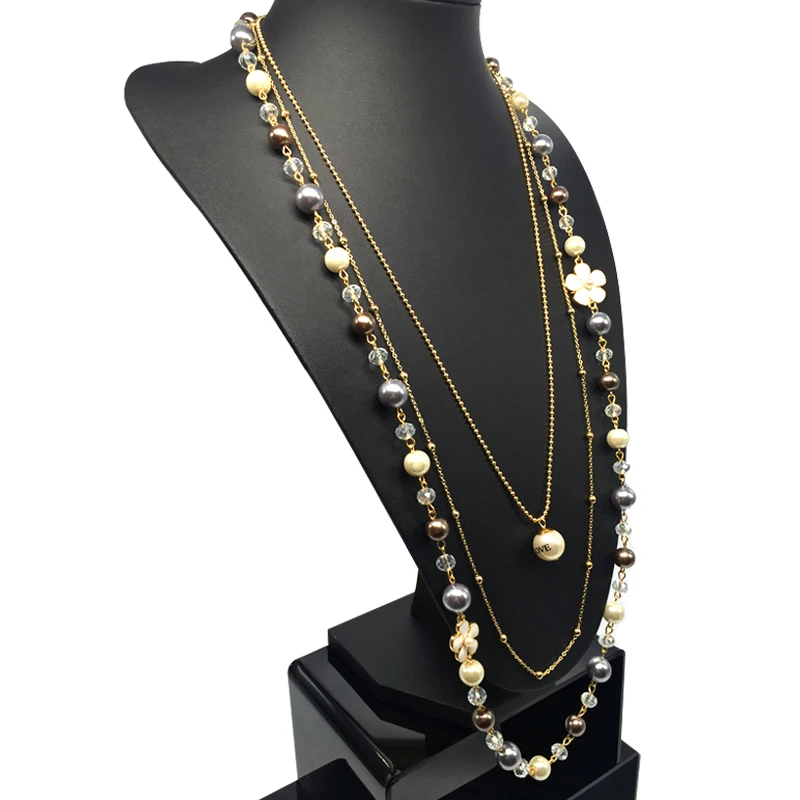 Хрустальные бусины 3 слойные жемчужные ювелирные изделия из абс пластика длинное