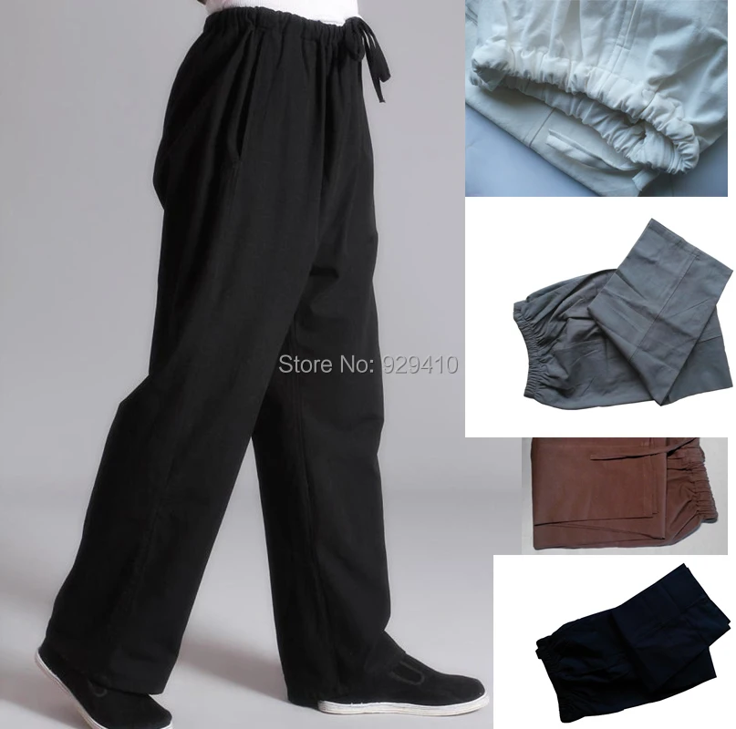 8 цветов взрослые мужские грубые Хлопковые Штаны для отдыха Тай Чи черные/синие