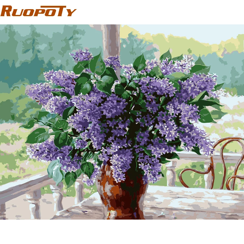 RUOPOTY Flower домашний декор Diy Краска для рисования по номерам настенная живопись