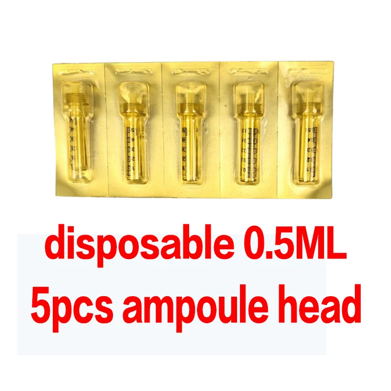 0.5ML 5pcs head Гиалуроновая кислота ручка распылитель неинвазивное удаление морщин Красота инъекции ручка с одноразовой ампульной головкой шприц - Номер модели: 0.5ML 5pcs head