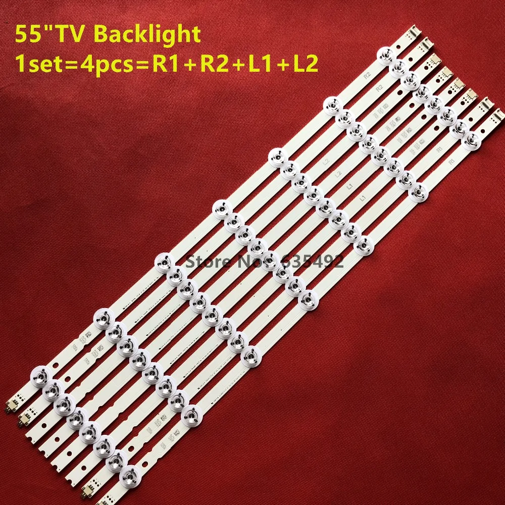

1set =4pieces LED backlight strip for LG 55LB7200 55"V14 Slim DRT LC550D 6916L-1629A 6916L-1630B 6916L-1741A 6916L-1743B