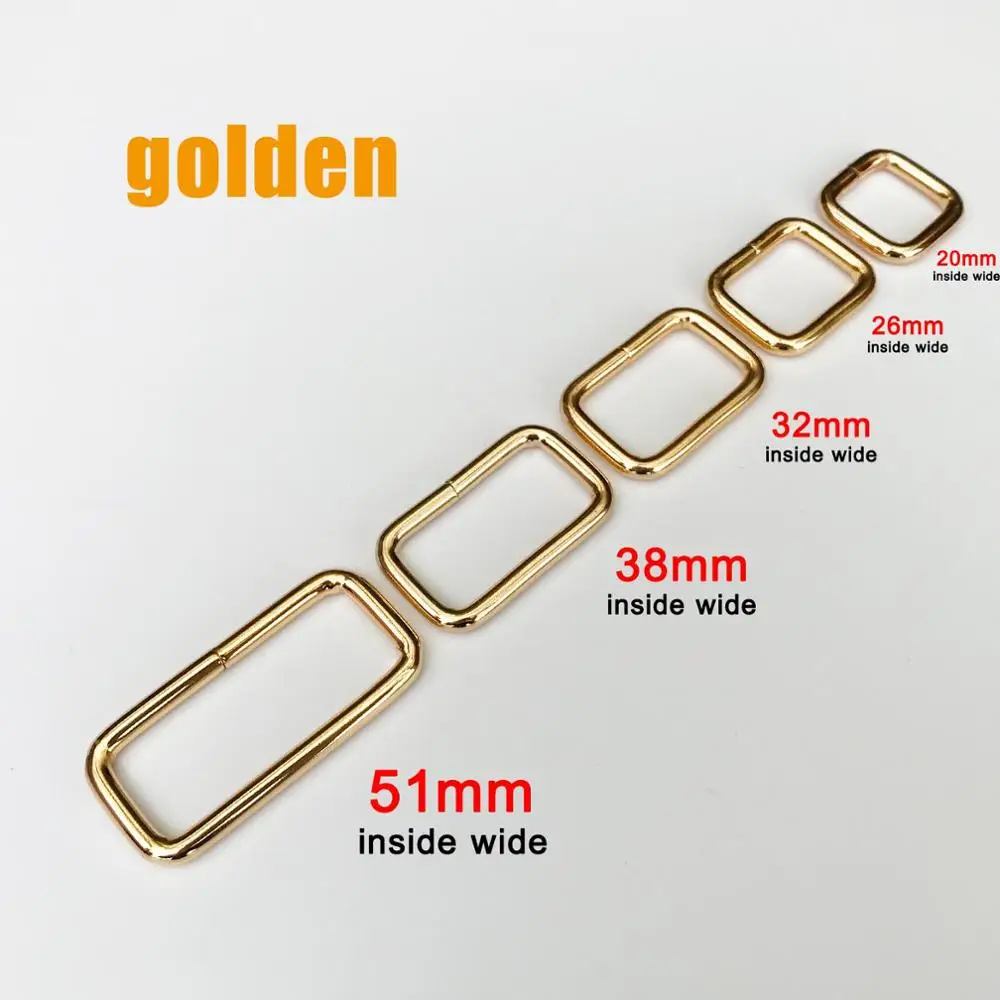 golden DIY металлическая сверхмощная толщина сумка кожаная сумка кошелек ремень веб Прямоугольник квадратный D кольцо Пряжка Застежка собачий ошейник ча - Цвет: golden