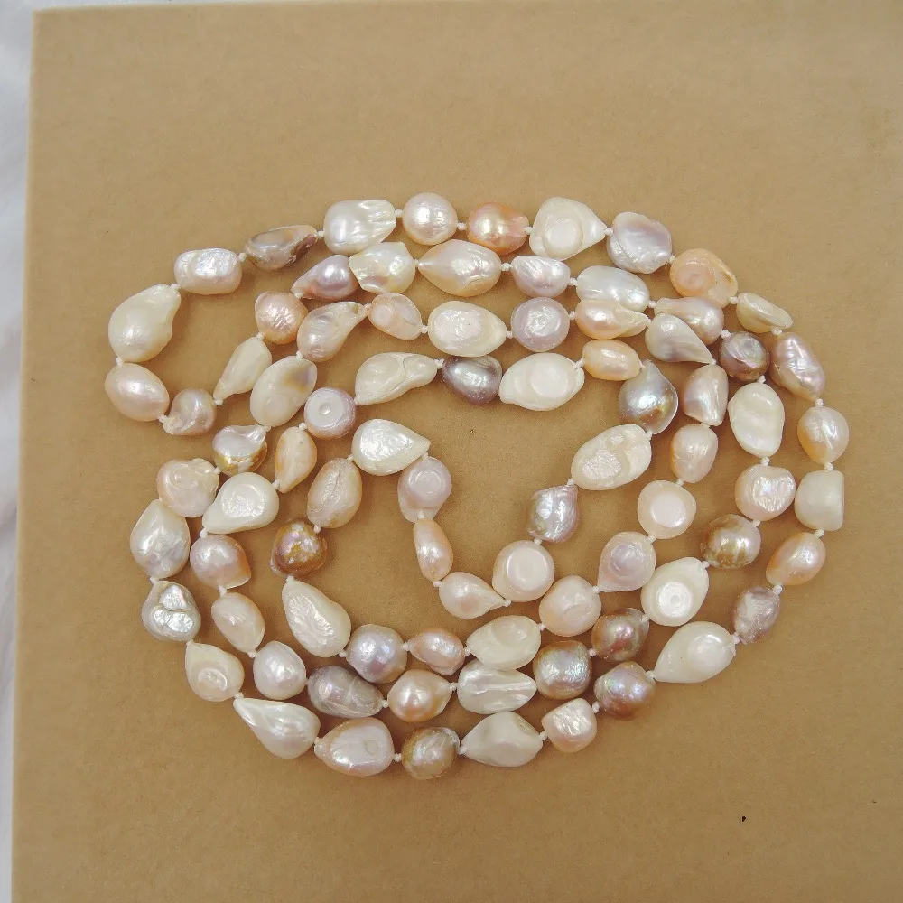 100% натуральный пресноводный жемчуг длинное ожерелье-120 см в форме барокко