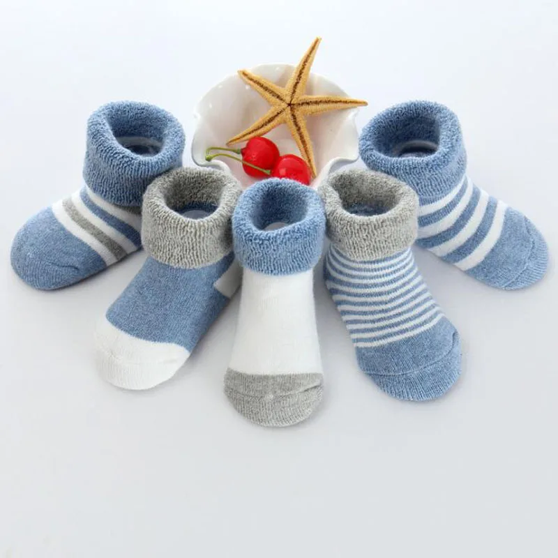 Dark Blue Новинка года; теплые детские носки для малышей; хлопковые носки с героями мультфильмов на осень и зиму для малышей - Цвет: Dark Blue