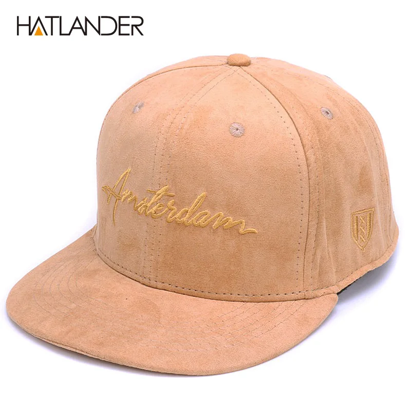 HATLANDER однотонные замшевые снепбеки с вышитыми буквами Кепка в стиле хип хоп для