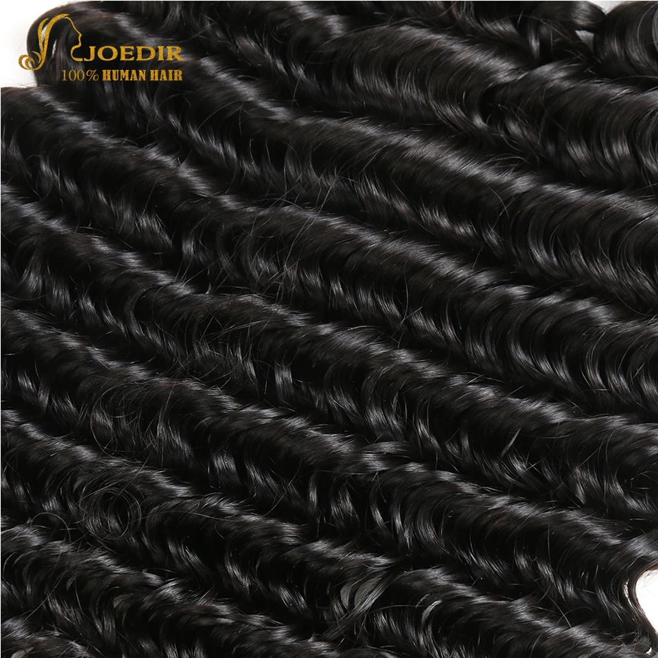 JOEDIR Hair 4 Bundles Deals Malaysian Deep Wave Extensions 10 To 26 Inch Non Remy Natural Black Human | Шиньоны и парики