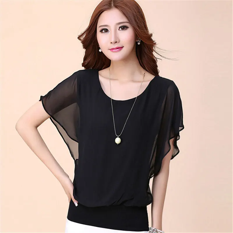 5 цветов новинка 2017 модная Свободная Повседневная шифоновая блузка однотонная