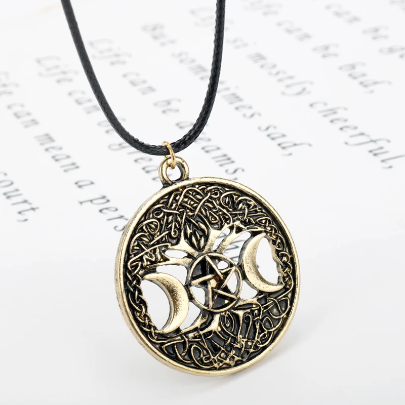 Винтажная луна кулон богини для женщин мужчин Wicca пентаграмма Magic