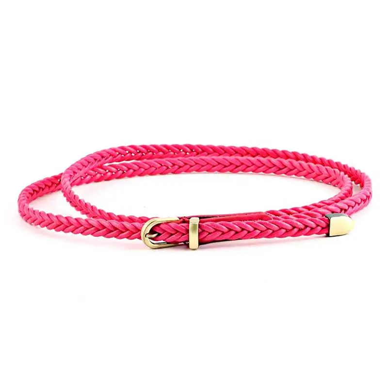 Hot Pink Винтажный женский пояс ручной работы, стиль, карамельные цвета, пеньковая веревка, вязаный плетеный пояс, женские ремни для украшения платья - Цвет: Hot Pink