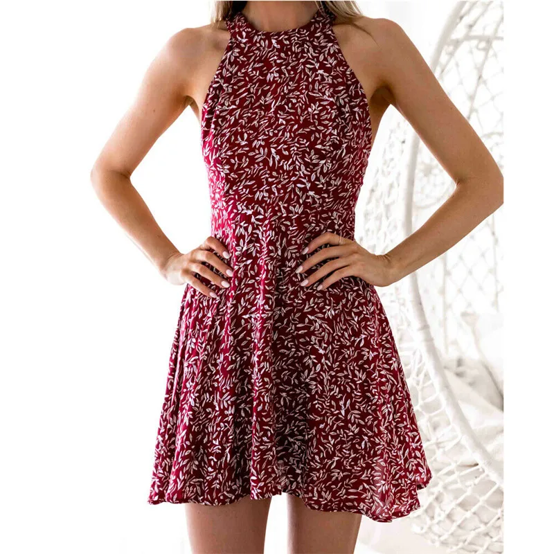 Женское богемное мини платье летнее праздничное короткое с открытой спиной и