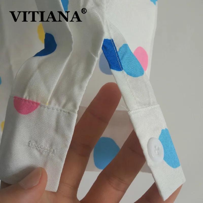 VITIANA, Женская Повседневная Блузка размера плюс 5XL, лето, Женская цветная уличная одежда с длинным рукавом в горошек, Женские топы и блузки для девушек